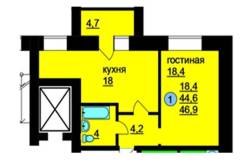 1-комнатная, улица Комсомольская 89. агентство, 47 кв. м.