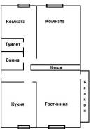 3-комнатная, ул. Лермонтова д. 10. частное лицо, 63 кв. м. План квартиры