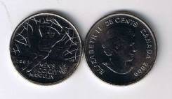 Канада 25 центов 2009 Мужской хоккей Спорт Unc - монета из ролла