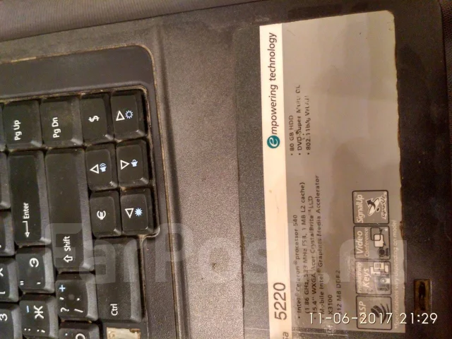 Acer Extensa 5220. 15.4", 1,9����, ��� 512 ��, ���� 80���, WiFi: 1, Bluetooth: 1, ����������� �� 1��. ��� ����� �� ������������ ����