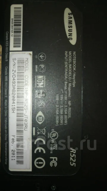Samsung R525. 15", 2,4����, ��� 3072 ��, WiFi: 1 ����