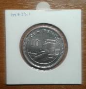 Гибралтар 10 пенсов 1991 Moorish castle. Замок Mintmark 'AB'. KM