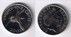 Бермудские острова (Бермуды) 25 центов 2005 Птица. Unc - монета из