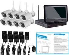 8 IP камер . Беспроводной WIFI комплект Видеонаблюдения с LCD Мониторо. Под заказ