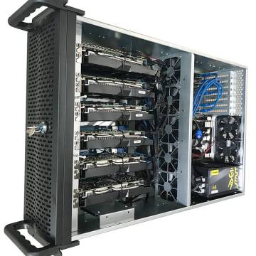 серверная стойка с мощными компьютерами для майнинга