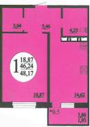 1-комнатная, Невкипелого. Карасунский, агентство, 48 кв. м.
