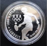 1 доллар.1996г Р. США. Олимпиада/Большой теннис. Серебро. Proof.