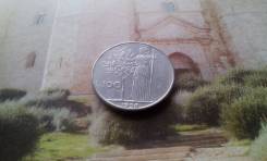Италия. Изящные и красивые 100 лир 1958 года.