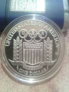 США 1 доллар 1992г. Серебро. Бейсбол. Proof.