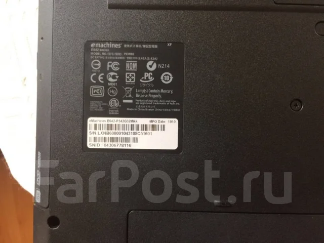eMachines E642. 15.6", 2,2����, ��� 4 ��, ���� 500���, WiFi: 1, Bluetooth: 1, ����������� �� 2��. ����