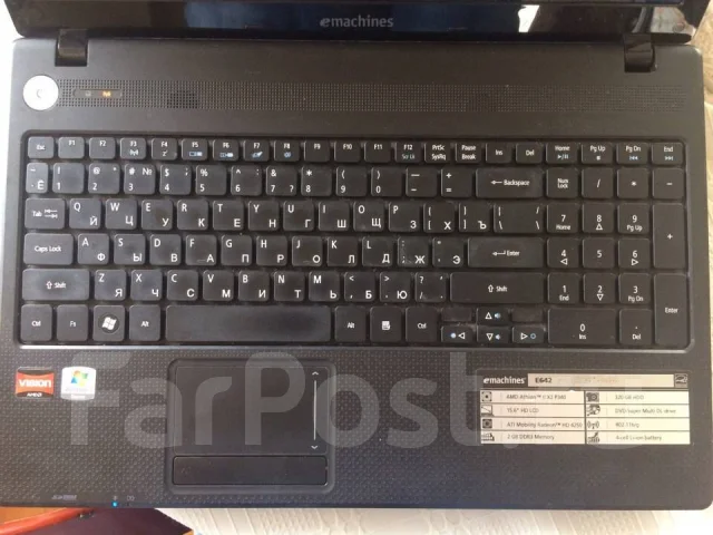 eMachines E642. 15.6", 2,2����, ��� 4 ��, ���� 500���, WiFi: 1, Bluetooth: 1, ����������� �� 2��. ����