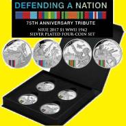 Ниуэ набор 4 по 1 доллар 2017 WWII Defending a Nation Война Самолет