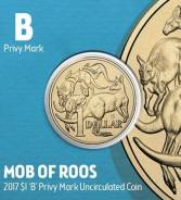 Австралия 1 доллар 2017 Кенгуру. Редкий Mintmark 'B' - Brisbane