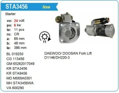 ������� Daewoo Truck 113456 24v 6.0kw 11t ��� Mitsubishi DE12 6526201-7049, 111039, 6526201-7124 ����