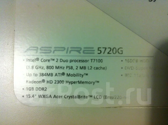 Acer Aspire 5720G. 15.4", WiFi: 1, Bluetooth: 1 ����