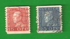Две марки Швеции.15 и 25 Эре 1922 г.