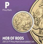 Австралия 1 доллар 2017 Кенгуру. Редкий Mintmark 'P' - Perth