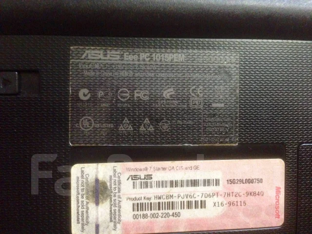 Asus Eee PC 1015PEM. 8", ��� 512 ��, ���� 117���, WiFi: 1, Bluetooth: 1, ����������� �� 3��. ����