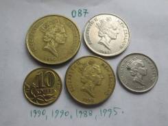 Новая Зеландия . 4 монеты - 1, 2 $ и 5, 10 центов . 087