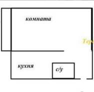 1-комнатная, улица Кутузова 8б. Вторая речка, частное лицо, 30 кв. м. План квартиры