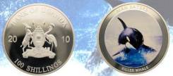 * Уганда 100 шиллингов 2010 Касатка * Медно-никель покрытый серебром