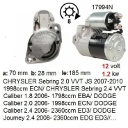 ������� Mitsubishi Chrysler M0T32071 12V 1.2kw 8t ��� Mitsubishi M0T32071, M000T32071, M000T32071ZC, 5034555AA ����