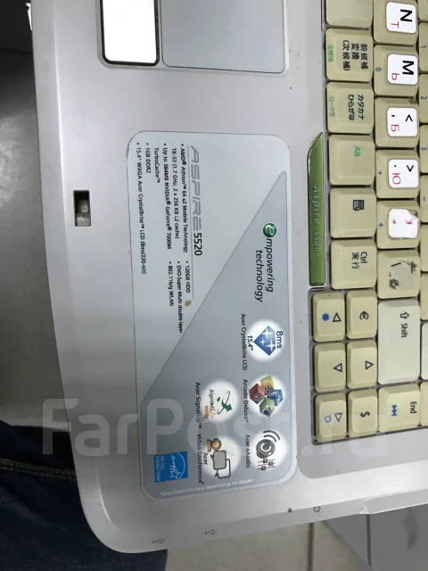 Acer Aspire 5520. 15.4", 1,6����, ��� 2048 ��, WiFi: 1, Bluetooth: 1 ����