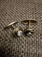 Запонки, серебро 875 пробы, горный хрусталь 1960е. Оригинал