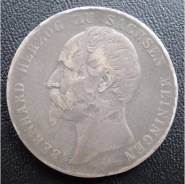 1 талер.1860г. Саксен-Мейнинген. Бернхард II. Серебро. RARE. VF+.