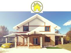 037 Zx AlexArchitekt Красивый двухэтажный дом. 100-200 кв. м., 2 этажа, 3 комнаты, комбинированный
