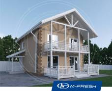 M-fresh Panama (Проект дома с крытой террасой! Посмотрите! ). 100-200 кв. м., 2 этажа, 3 комнаты, бетон