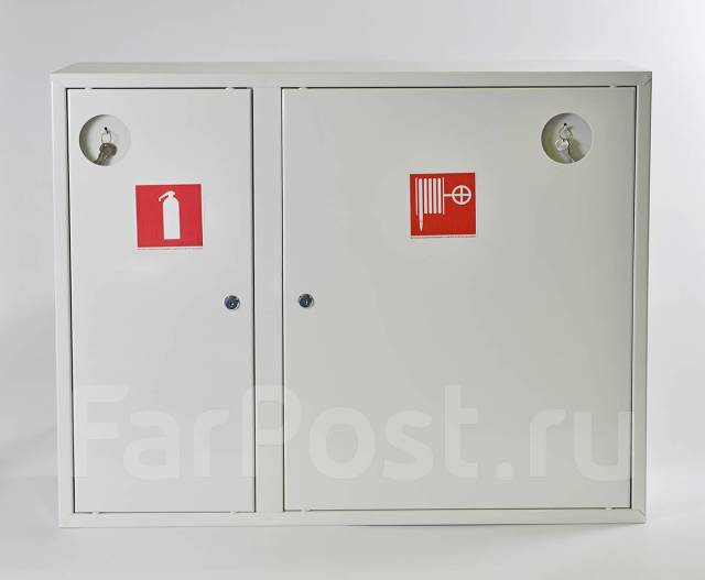 Шкафы пожарные (для пожарного крана, огнетушителей), аптечки металл ...