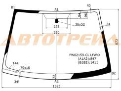 Стекло лобовое в клей без полосы TOYOTA VITZ/YARIS/ECHO/PLATZ 4D SED, 3/5D HB 99-05 XYG FW02159-CL LFW/X