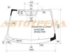 Стекло лобовое в клей без полосы TOYOTA PRIUS 04- HBK GN,CL V,C P,UNI,1403,1007