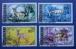 1985 Монголия. Благородные олени (Cervus elaphus). 4 марки Гашеные