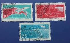 1961 ГДР. Полет. Юрия Гагарина. 3 марки. Спецгашение