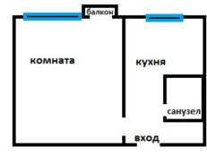 1-комнатная, улица Окатовая 11. Чуркин, агентство, 30 кв. м. План квартиры