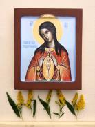Рукописная икона. Образ Пресвятой Богородицы Помощнице в родах