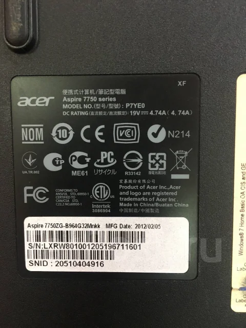 Acer Aspire 7750. 17.3", 2,2����, ��� 8 ��, ���� 500���, WiFi: 1, ����������� �� 1��. ����
