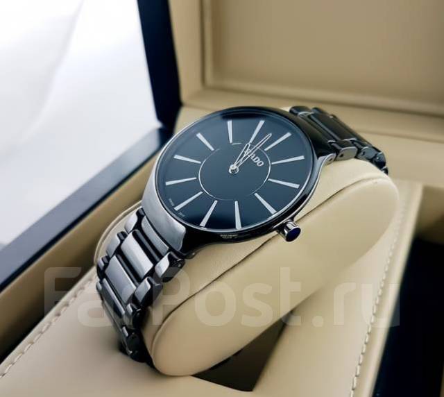 Часы женские Rado True Thinline керамика кварцевые. Черные, для женщин ...