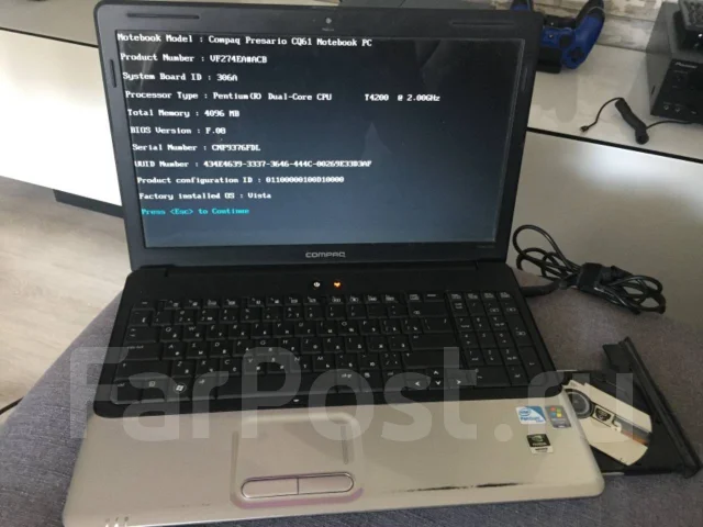 Compaq Presario CQ61-210ER. 15.6", 2����, ��� 4 ��, ���� 250���, WiFi: 1, Bluetooth: 1 ����