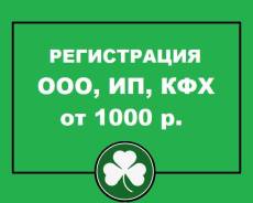 Регистрация ООО, ИП, КФХ, ЧОП (ЧОО) от 1000 р.!