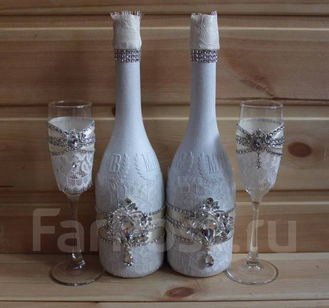 Свадебное шампанское свечи бокалы обучение мк ручная работа
