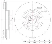 Диск тормозной. Toyota: Crown Majesta, Mark II Wagon Blit, Crown, Verossa, Mark II, Origin, Cresta, Altezza, Progres, Brevis, Chaser Двигатели: 1GFE...