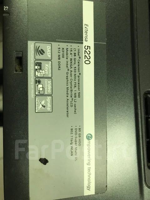 Acer Aspire 5520. 15.4", ��� 1024 ��, WiFi: 1 ����