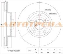 Диск тормозной передний TOYOTA Mark/Cresta JZX9#/10#/11#, GX105/11#, Progres/Brevis JCG1#, Alezza GX