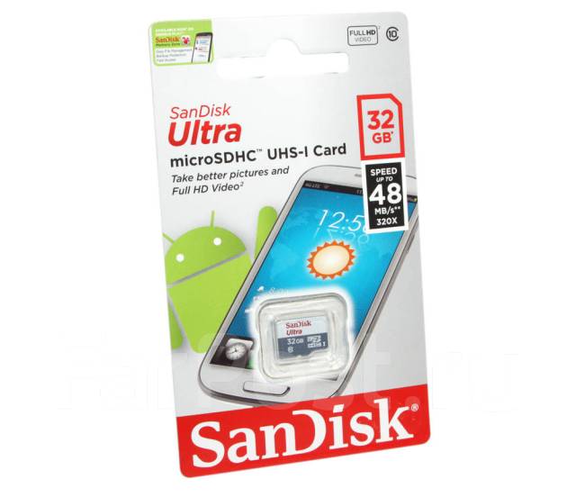 Карта памяти sandisk ultra 32 гб sdsqunr 032g gn3mn