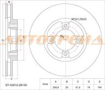 Диск тормозной перед TOYOTA TOWN/LITE ACE NOAH CR/SR40/YR/CR2# 92- SAT ST4351228130