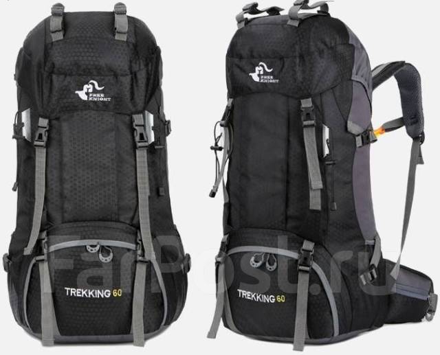 Туристический рюкзак FreeKnight 60L с чехлом-дождевиком - Черный, новый ...