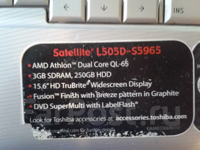 Toshiba Satellite L505D. 15.6", 2����, ��� 3072 ��, ���� 1���, WiFi: 1, Bluetooth: 1, ����������� �� 8��. ����